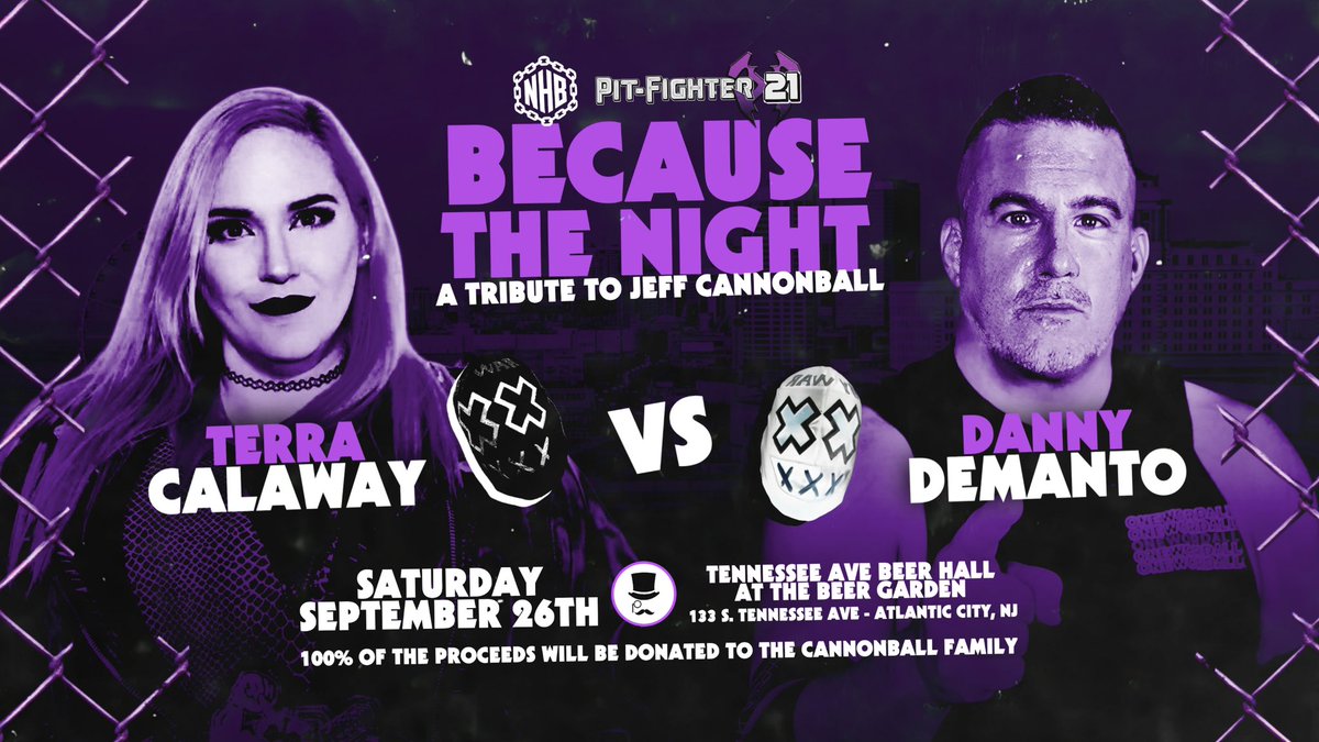 NHBTheChains's tweet photo. โBECAUSE THE NIGHTโ
a TRIBUTE to
JEFF CANNONBALL! ๐
CALAWAY vs DEMANTO
KTB vs BRONSON
JWM vs METRO
PLUS 4 MORE FIGHTS!!
#PFX21
LIVE!! SATURDAY SEPTEMBER 26th - TENNESSEE AVE BEER HALL - ATLANTIC CITY NJ - 7PM ๐ช- 8PM ๐๏ธ
BUY TICKETS NOW -
https://t.co/NFAgxDVhJx
VIP TICKETS INCLUDE -
EARLY FIRST ENTRY
VIP GIFT BAG
LE CANNONBALL POSTER
TICKETS ARE BE LIMITED!
ALL PROCEEDS WILL BE DONATED TO THE CANNONBALL FAMILY!
IF YOU WANT TO DONATE
or BUY A T SHIRT -
https://t.co/U2cEXDuRQa
๐ CANNONBALL FOREVER ๐