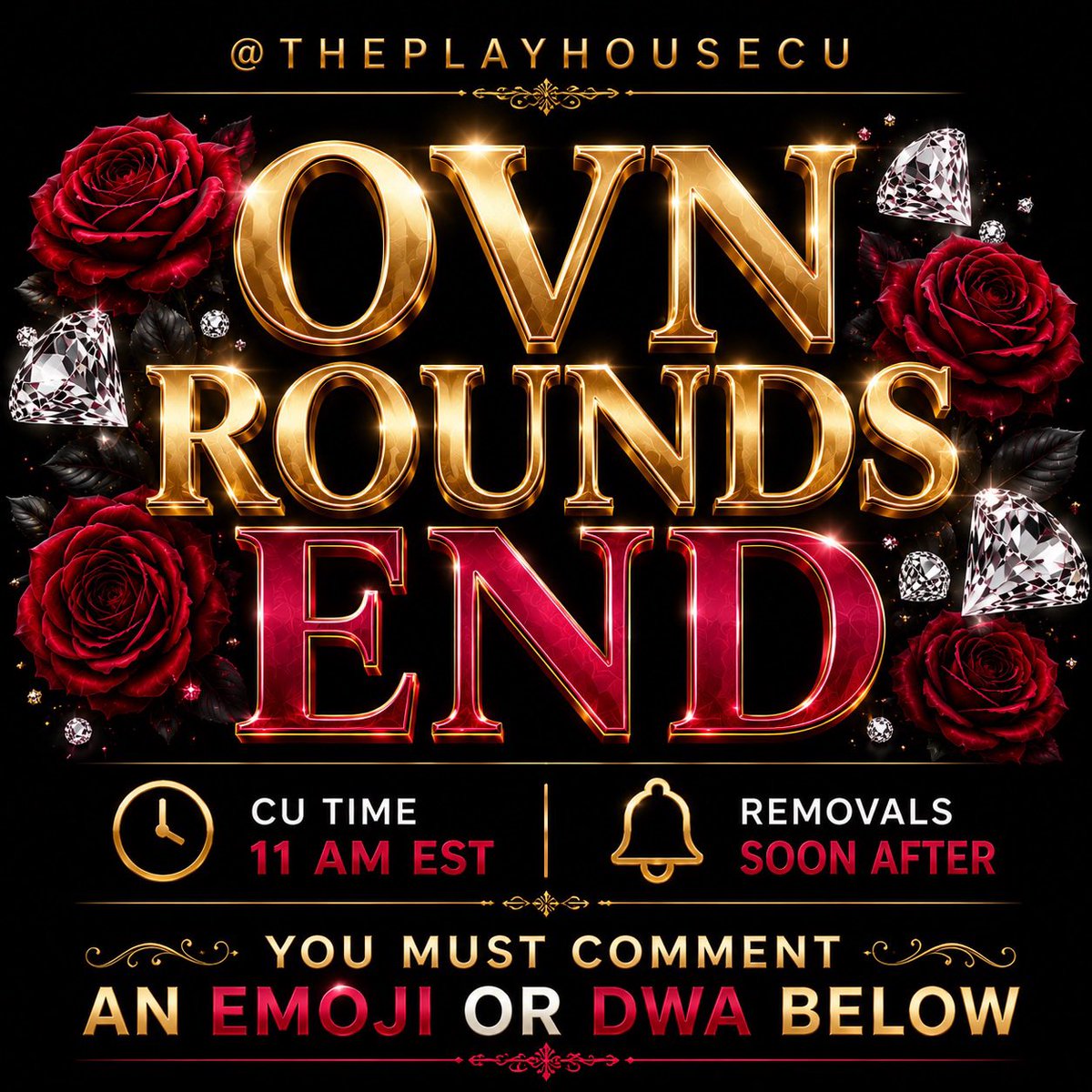 theplayhousecu's tweet photo. 🚨 PLEASE READ 🚨
OVN DROP (9/2) END
⏳ CU: 11 AM EST

———————————————
🔁 Don’t forget to ✅ your drop in the chat‼️
⚠️ MUST COMMENT AN EMOJI OR DWA UNDER THIS POST! https://t.co/HRdulvHxcI