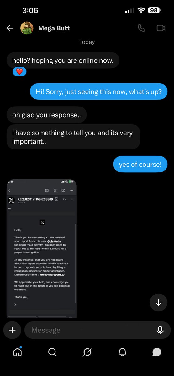 ohn0why's tweet photo. @masterpizm been hacked, please do not fall for these scams!!!

If Ms. Mega Butt gets a new account on here I will 100% be boosting them and helping them grow their followers back. hopefully this issue gets resolved, but watch out for scammers please!!! https://t.co/JAgUrTDs75