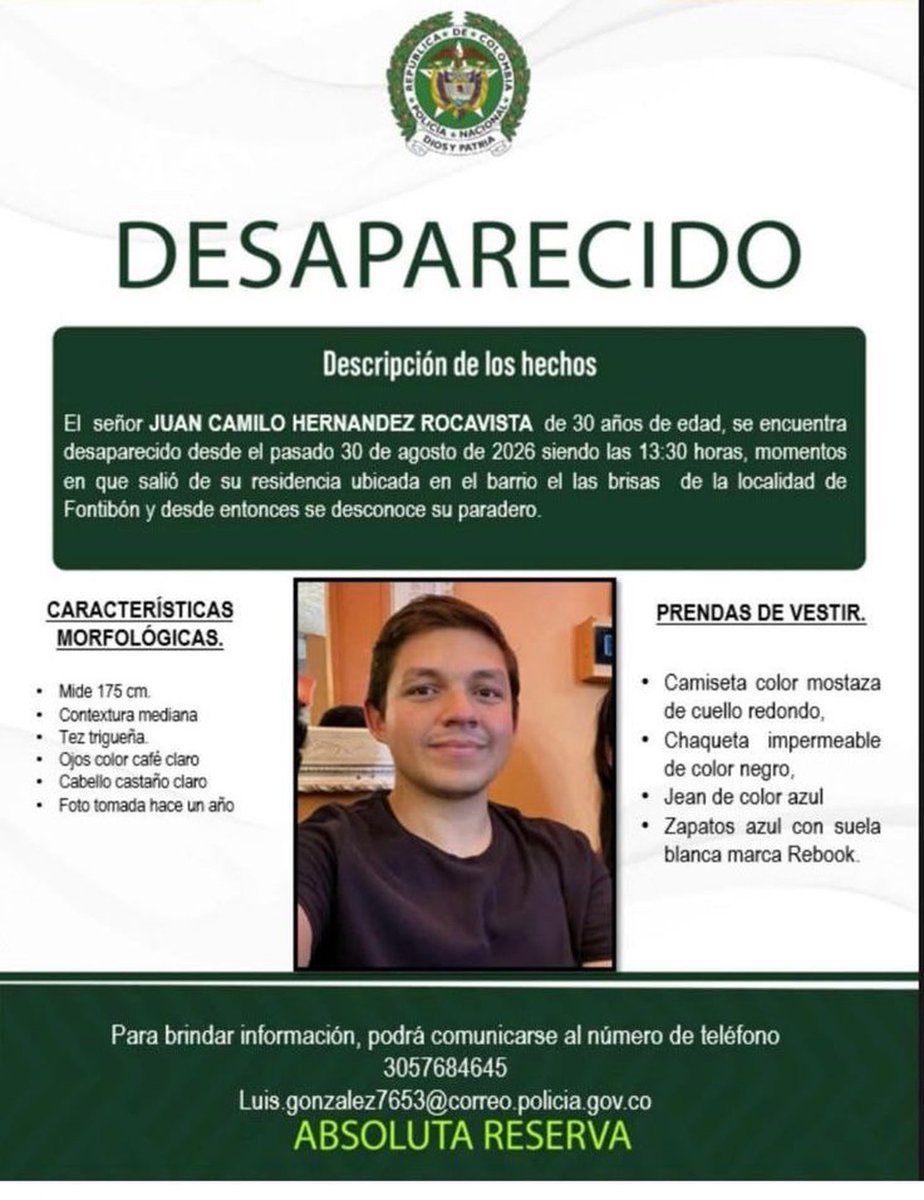 davidcancino's tweet photo. Juan Camilo está desaparecido https://t.co/QIDCubqHh0