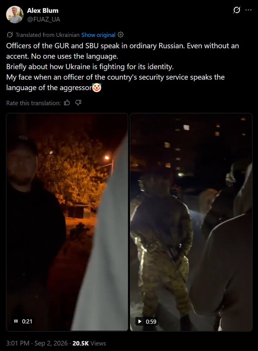 RWApodcast's tweet photo. The *actual* problem with your various paramilitary secret agencies shooting each other in the streets of Kiev is that they are not speaking a made-up language nobody speaks when they think they aren't being watched. https://t.co/blZ3pEkSSa