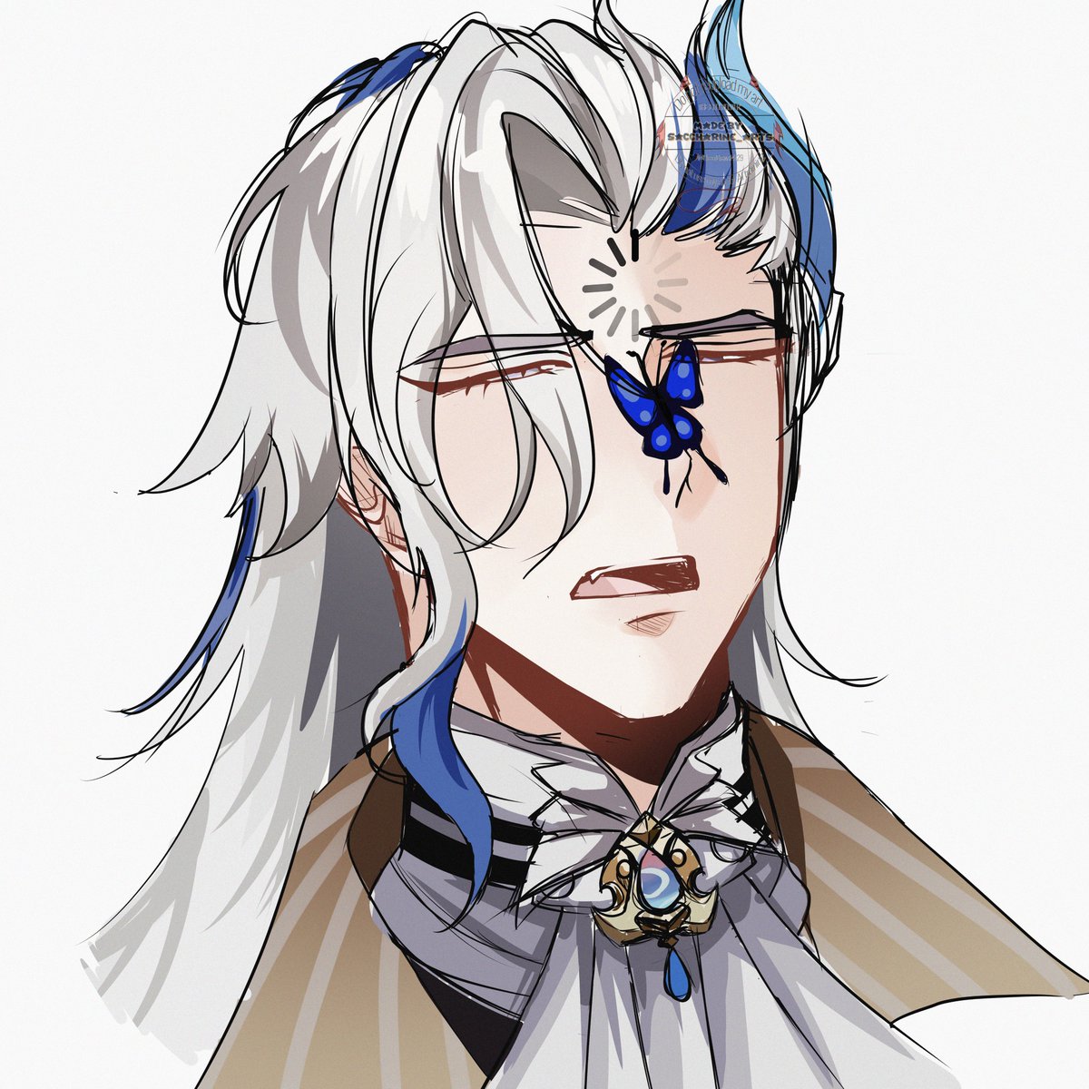 OceanDraws14129's tweet photo. Neuvillette's brain is currently buffering... A Old fanart I did that still cracks me up lmao #GenshinImpact #Neuvillette #fanart https://t.co/s8UaB6PhaL