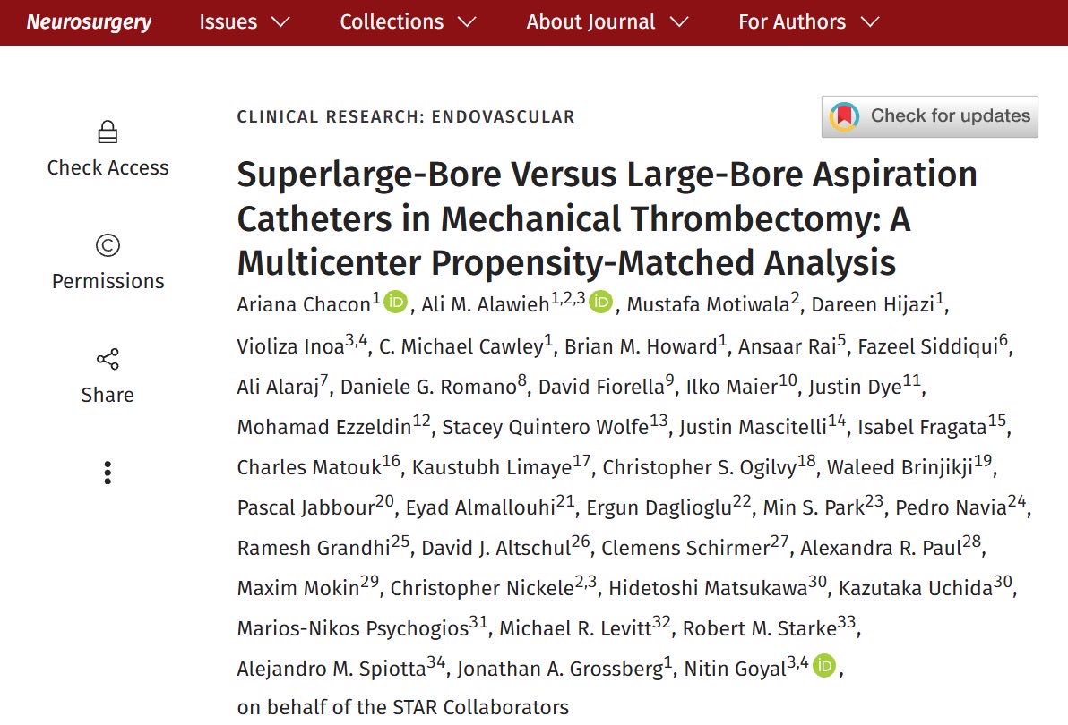ArianaVep's tweet photo. Check out our latest work published in Neurosurgery, the Red Journal‼️

Does a larger aspiration catheter really improve thrombectomy outcomes?

Grateful to my mentors
@AliAlawiehmdphd @JAGrossbergMD @alex_spiotta  and STAR investigators! @musc_star 

https://t.co/hr45Oiv7iU https://t.co/MmAU5MsCyx