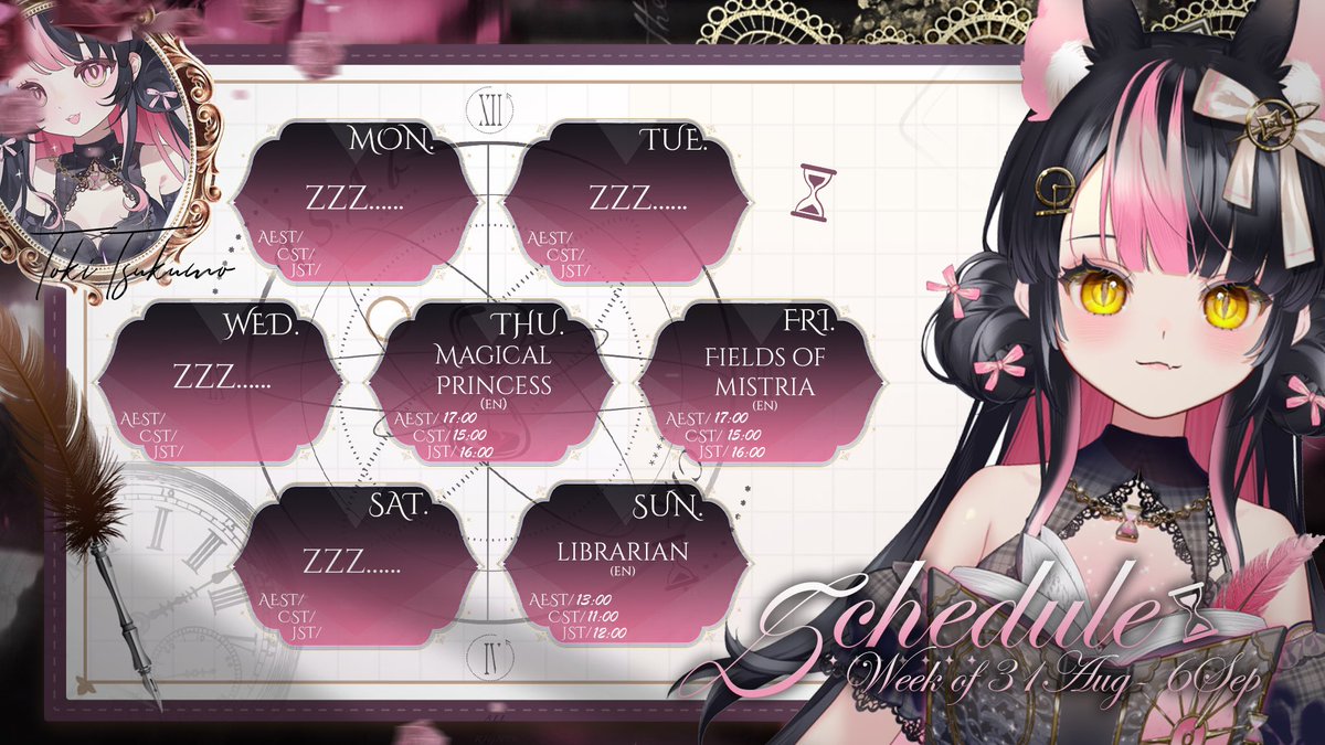 Toki_tsukumo's tweet photo. Weekly Schedule!
Trying some new games this week! https://t.co/p8uJuPV3gg