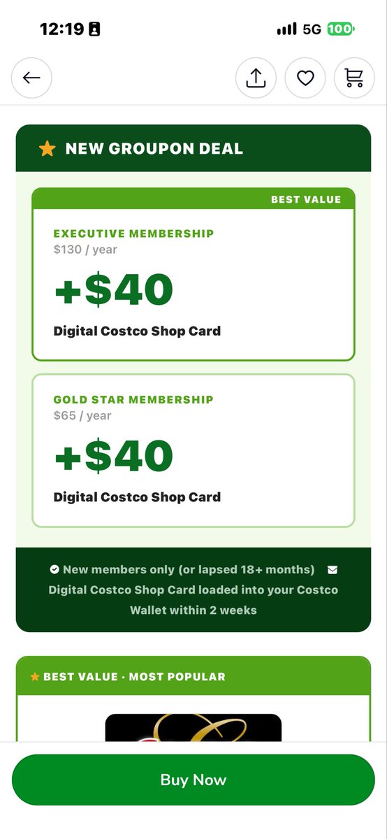 VibeCheckBussin's tweet photo. @Groupon “We hear you” … “but we just don’t care”. I bought the Costco membership and it clearly said $65 membership + $40 gift card. After purchase it says I’m only getting a $20 gift card. Support says no refund and nothing they can do. Classic bait-and-switch scam. https://t.co/0el5bGBULL
