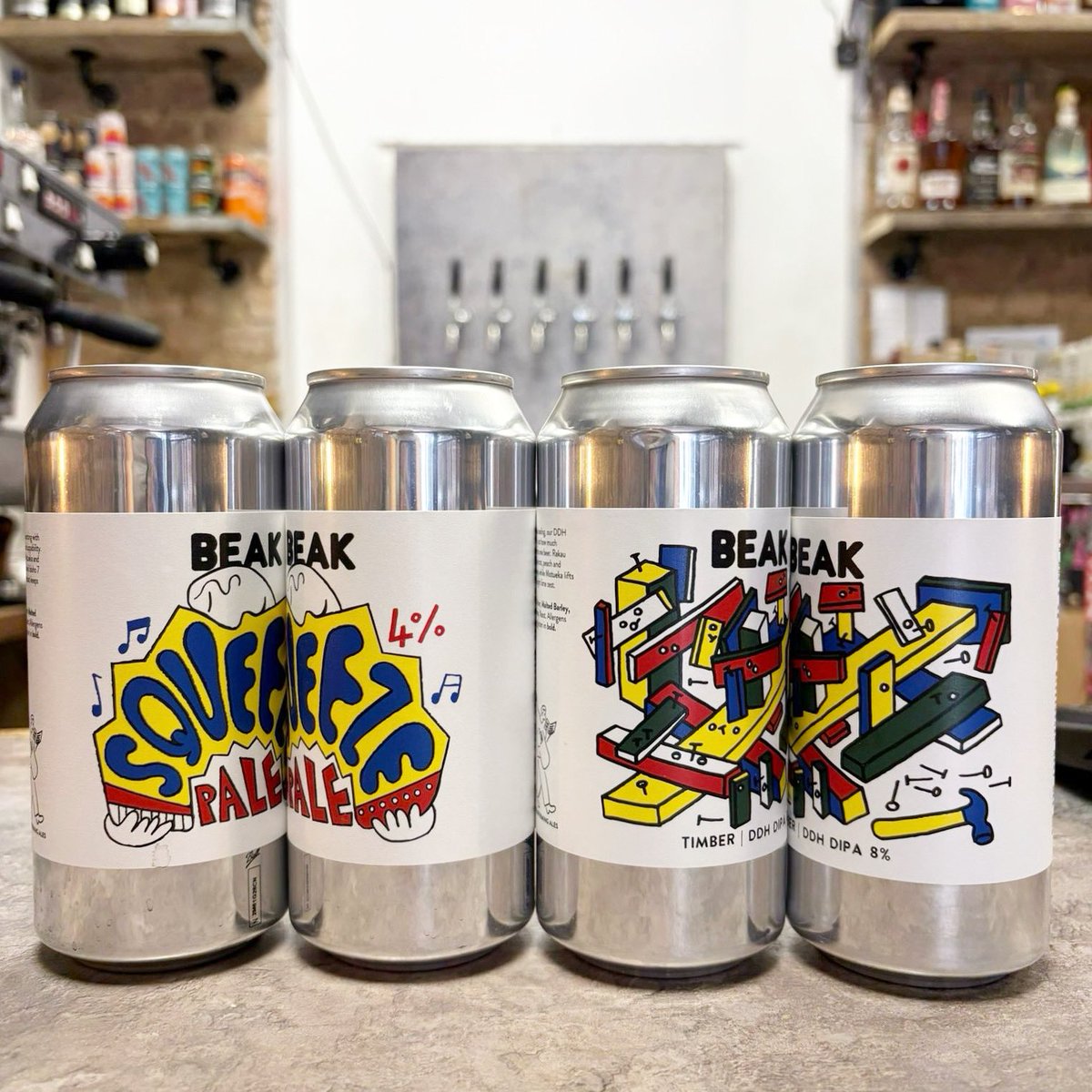 CraftTooting's tweet photo. FRESH IN: #Beak 4% core beer ‘Squeeze’ now in cans! This soft and hazy Pale is hopped with Motueka, Citra, Columbus and Idaho 7 and is absolutely delicious 🤤 PLUS NEW ‘Timber’ 🪵 DDH #DIPA ~ double dry hopped w/ Rakau, Galaxy, Citra and Motueka👌 #Craft #Tooting #Craftbeer https://t.co/KSvi4N6IWX