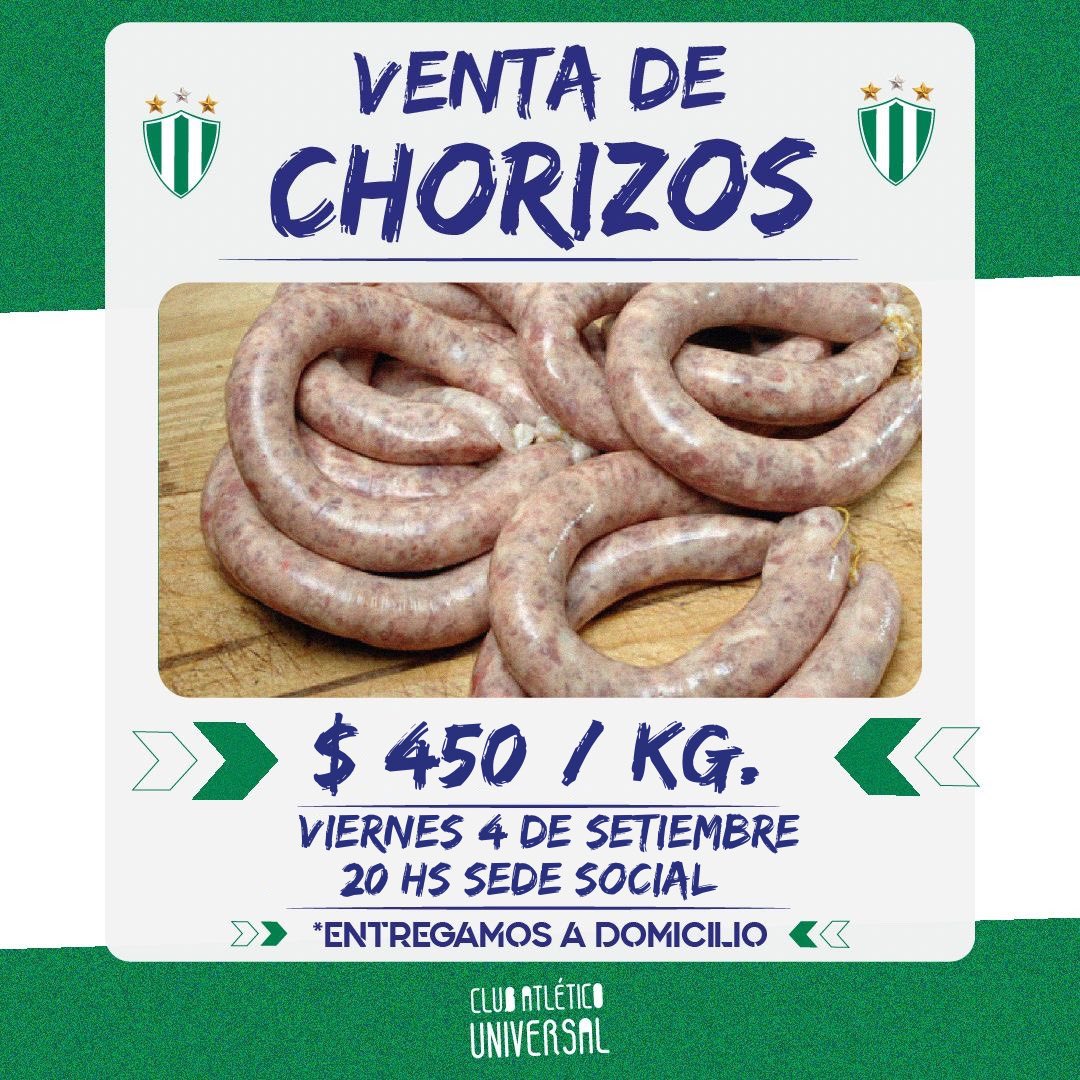 universal1910's tweet photo. Este viernes 4, VENTA DE CHORIZOS en nuestra Sede Social. Hacé tu pedido 💪🏻🇳🇬 https://t.co/7rIWRR7IiT