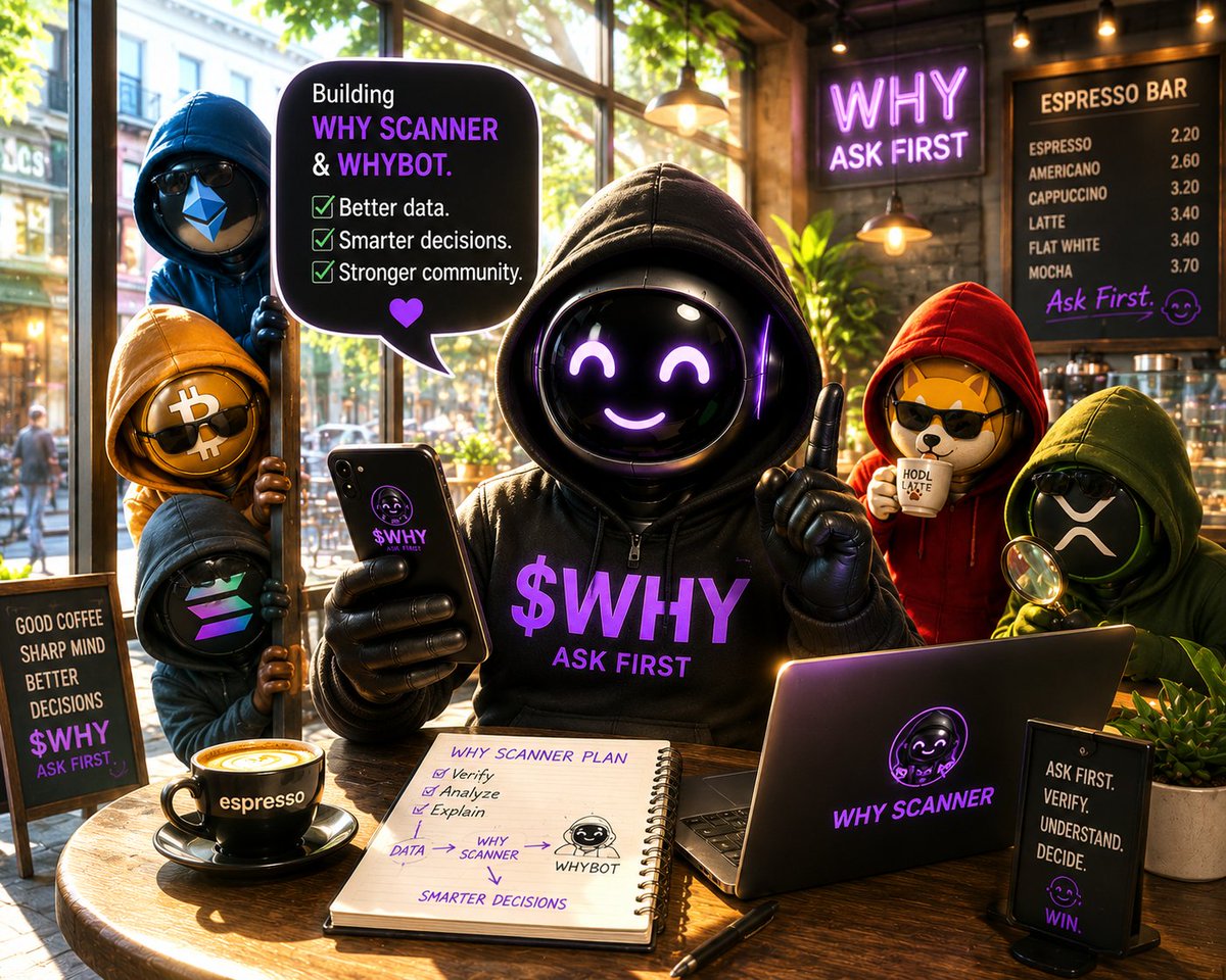 WhyCoinAF's tweet photo. They came for the espresso.
Stayed to see what $WHY is building. ☕️👀
WHY Scanner + WHYBOT.
Keep watching. 😎
#WhyAskFirst #Solana #pump https://t.co/lfVhdvU3eo