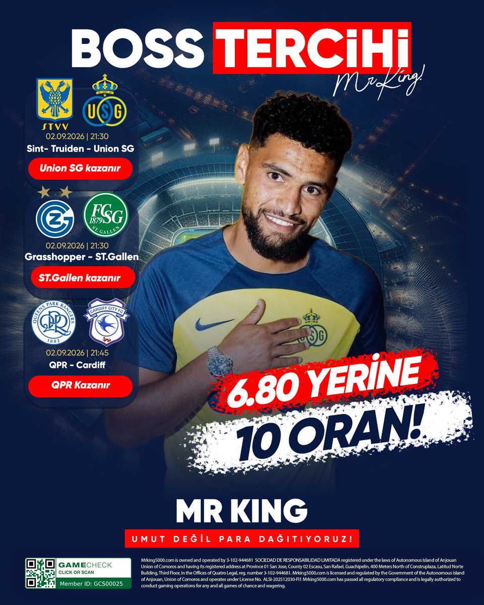 mrkingbonus's tweet photo. MRKING BOSS TERCİHİ

✅Union SG Kazanır.
✅St.Gallen Kazanır.
✅QPR Kazanır.

6.8 Yerine 🔝 10 Oran

Meritking Artık Mrking. https://t.co/Rwpz9A7aLA
