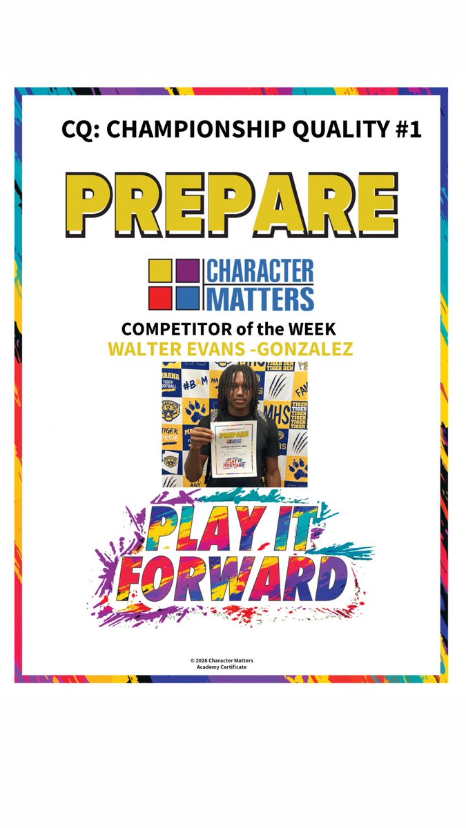 MaranaAthletics's tweet photo. Wanted to highlight the student athletes that best represented the “Character Matters” competitor of the week. Congrats to these guys for exemplifying “Prepare” in week 1.

#tigerpride #fightformarana #mhstigers #maranaschools @MaranaSchools @MaranaFB https://t.co/pAbwVvos9X