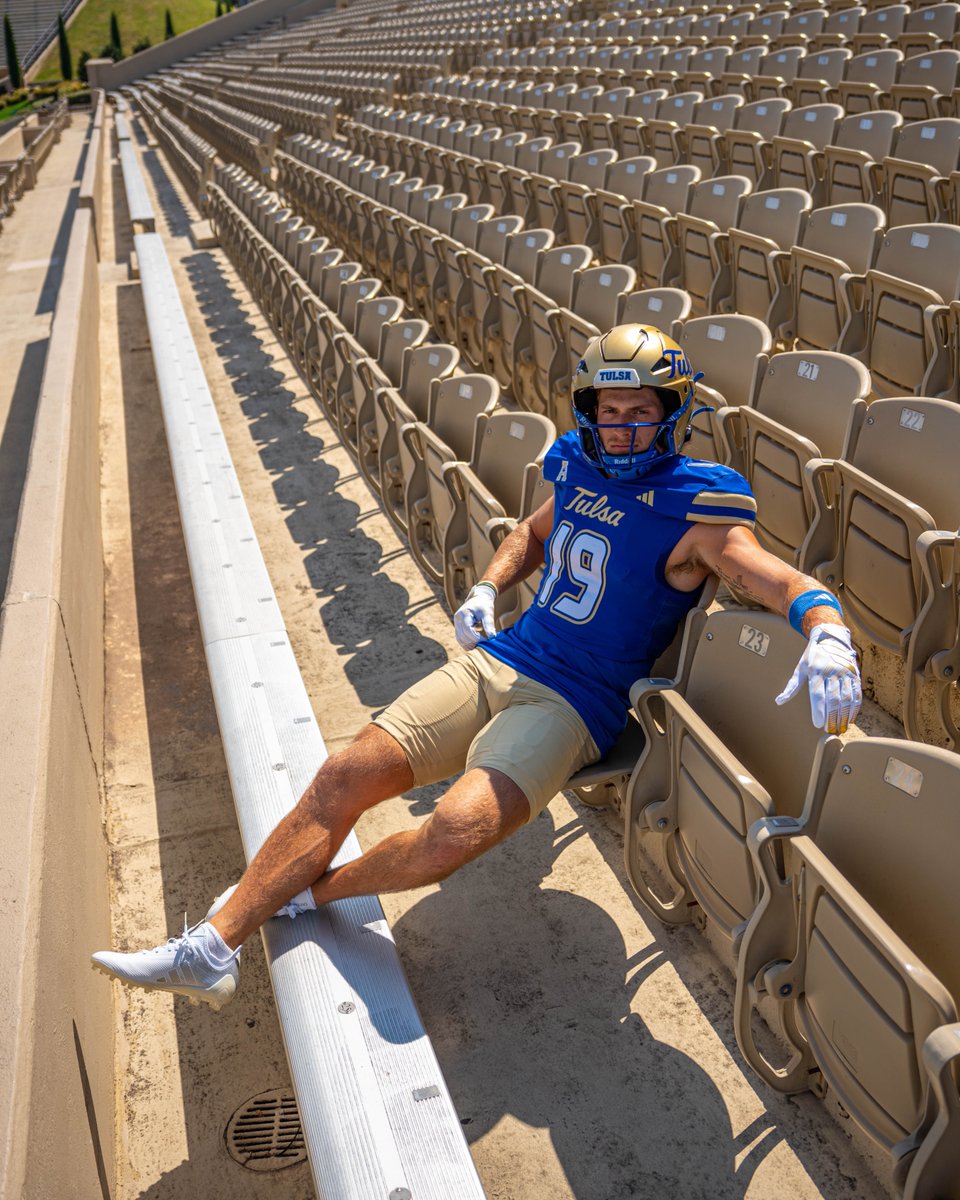 TulsaFootball's tweet photo. Blue &amp; Gold on Tulsa's Turf for Week 1!

#ReignCane https://t.co/bbSNm7riGs