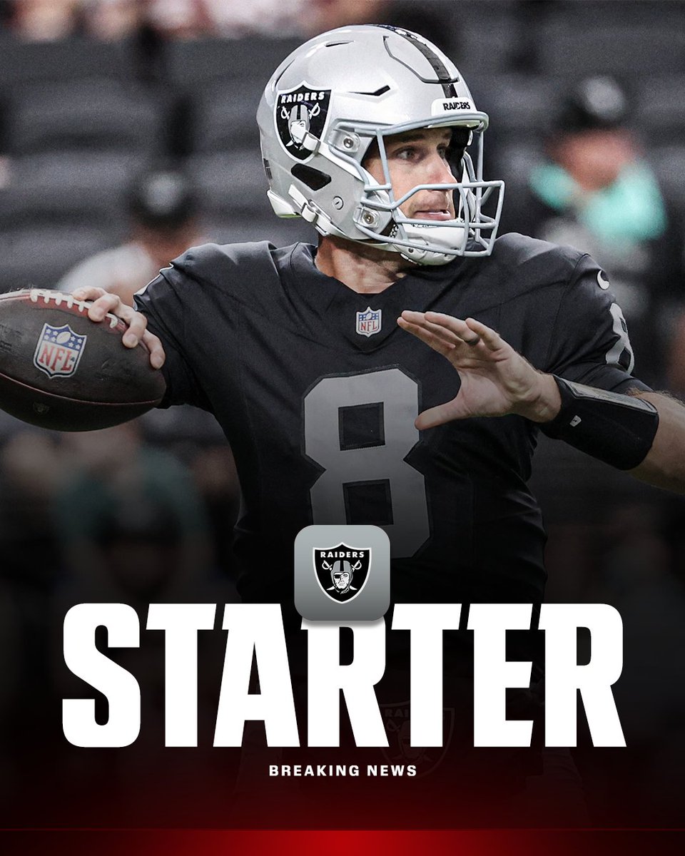ESPNNFL's tweet photo. Breaking: The Raiders named Kirk Cousins their starting QB for Week 1 vs. Miami, head coach Klint Kubiak announced. https://t.co/POHXrTP0lM
