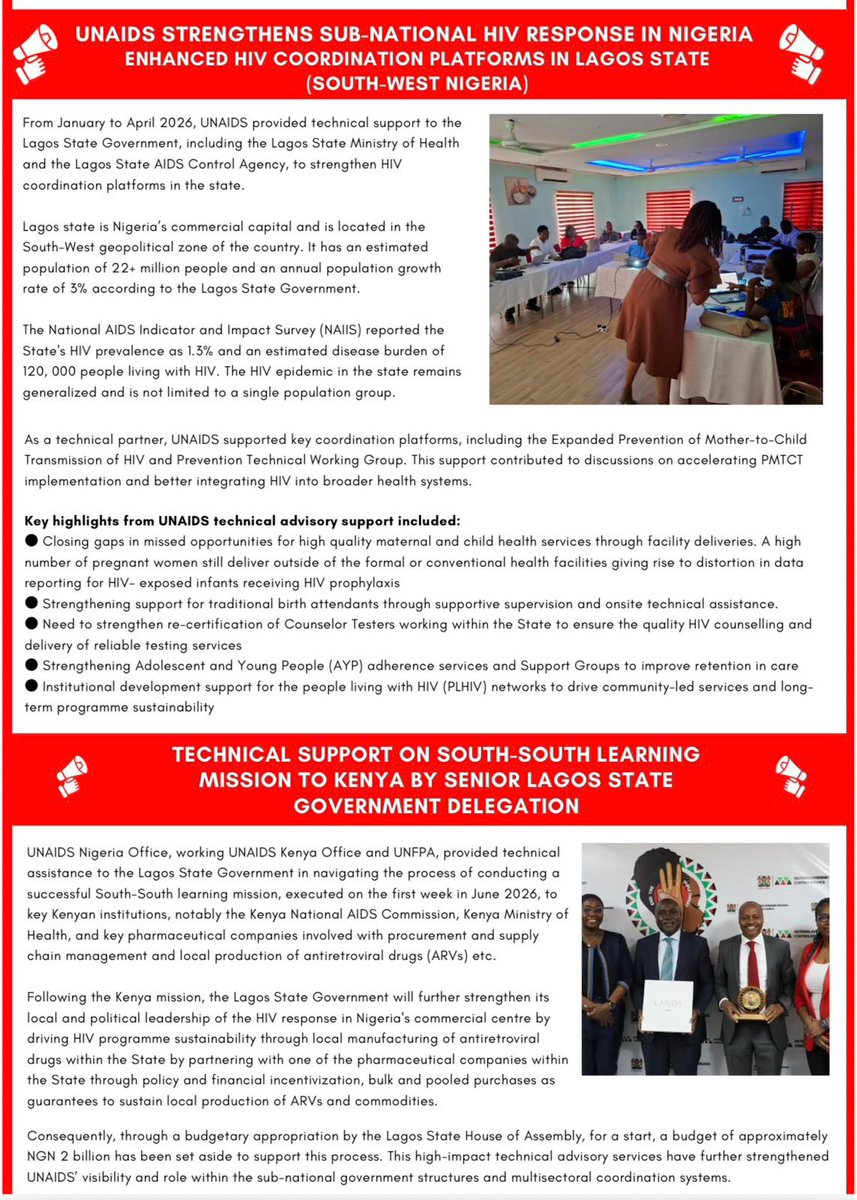 UnaidsNigeria's tweet photo. UNAIDS Nigeria Newsletter - First edition:
Catch the latest updates, insights, and stories from UNAIDS Nigeria in the newest newsletter.
#UNAIDS #HIV #Nigeria #EndAIDS https://t.co/xl7D52jpLg