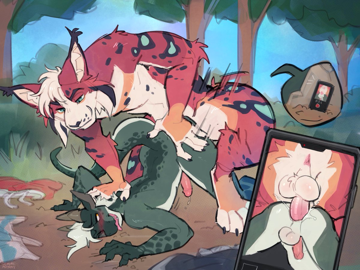 NotSafeForHoofs's tweet photo. Getting a little heated on the trail~

🐉 : @SkaleTail 
🎨 : @servalastray https://t.co/4xuHTPRV43