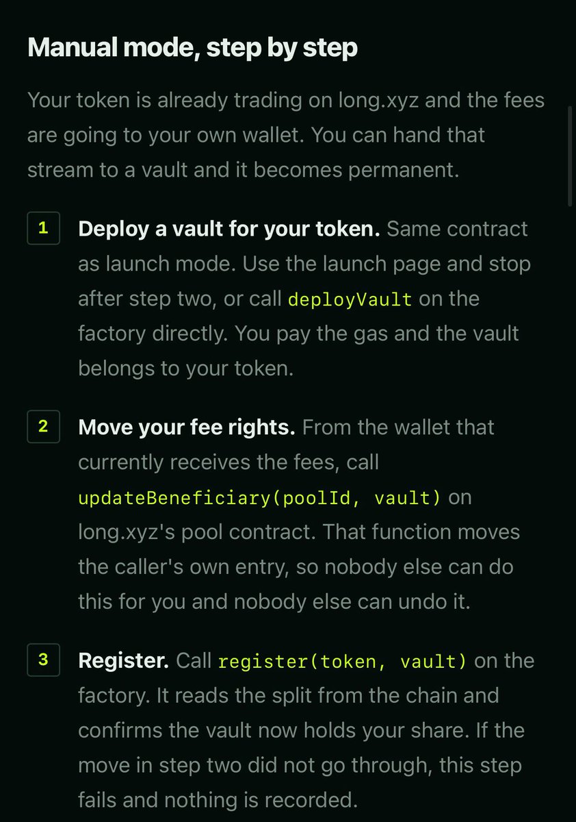 LongETF_RH's tweet photo. The first platform on Robinhood Chain to fully automate this.

No manual claims. The entire burn + holder distribution cycle runs automatically.

Already launched on @longdotxyz? You can plug into LongETF too.

Connect your dev wallet, paste the CA into Verify & Register, and you’re in.