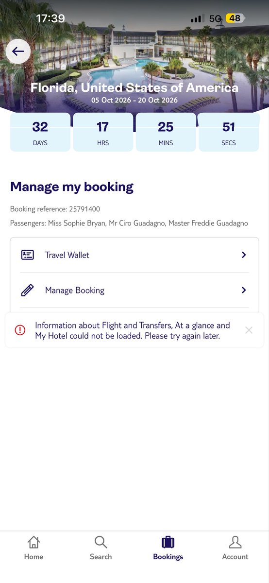 SofeeB's tweet photo. @TUIUK I’ve just uninstalled and reinstalled and it’s still doing the same. I can see my booking, it’s just when i click my booking and then click manage booking (attached another screen shot of the page I mean) it’s just not working. https://t.co/q7ZxWZde9Y
