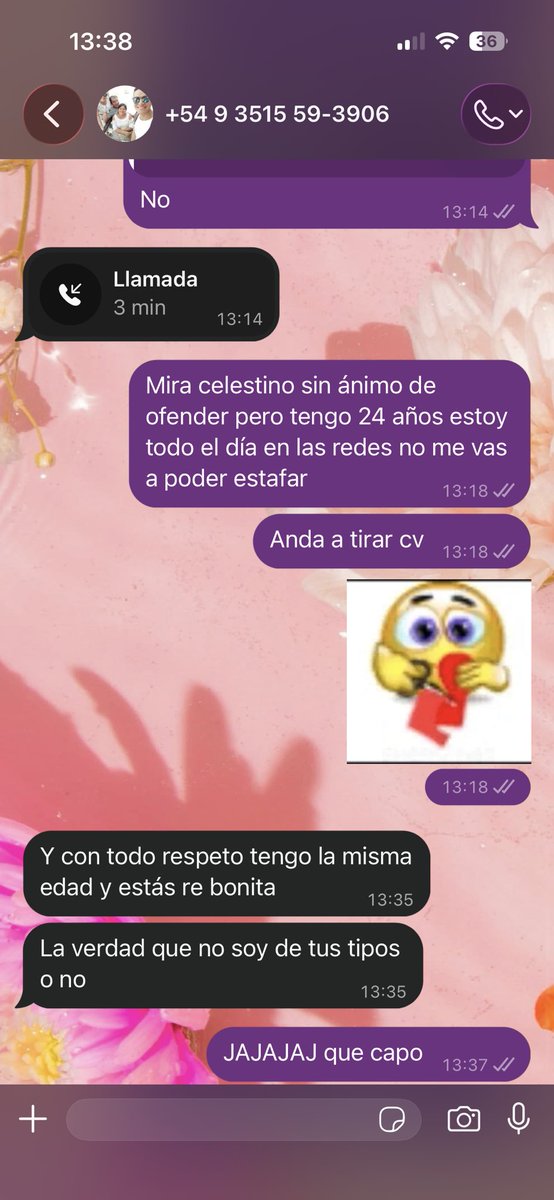 martucobos's tweet photo. Me quiso estafar uno del marketplace y como no le salió pintó chamuyar 🫦
 El jura 💜 https://t.co/6bK8RA5j6H