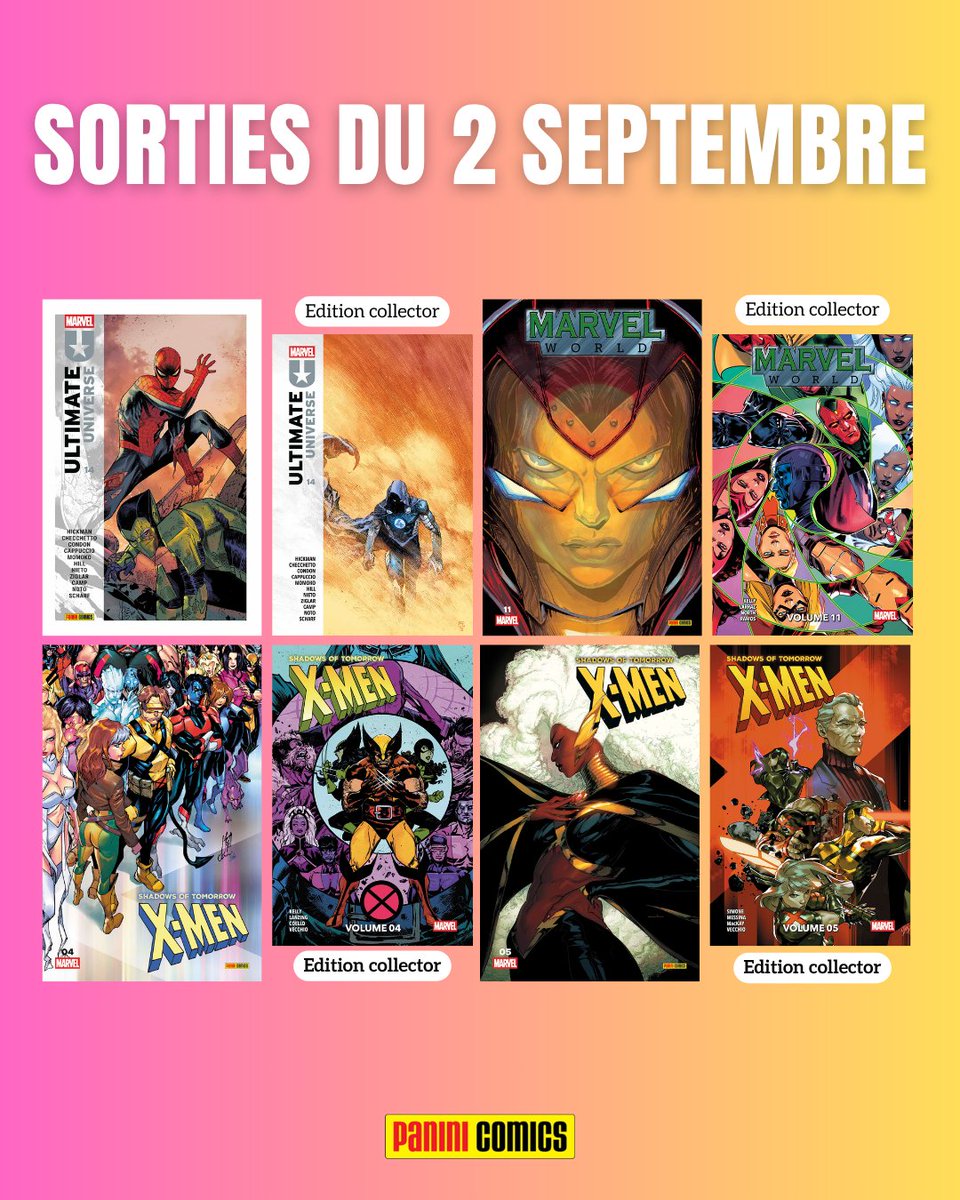 paninicomicsfra's tweet photo. Vous voulez le programme de la rentrée ?

➡️ Les périodiques du mois avec notamment DEATH SPIRAL !
➡️ Les 100% avec la fin de MILES MORALES, du GHOST RIDER et du MOON KNIGHT !
➡️ Du KIDS : SPIDER-MAN !
➡️ La nouvelle édition de NOUS SOMMES VENOM (avec l'édition variante collector) !