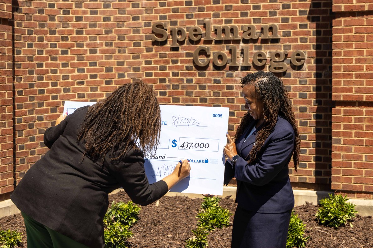 SpelmanPres1881's tweet photo. A secure campus provides the foundation our scholars need to learn, lead and thrive. We are deeply grateful to Congresswoman @RepNikema, along with Senators @SenOssoff and @SenatorWarnock, for securing a transformative $437,000 federal investment in Spelman College’s safety. https://t.co/aavxxJOxwF