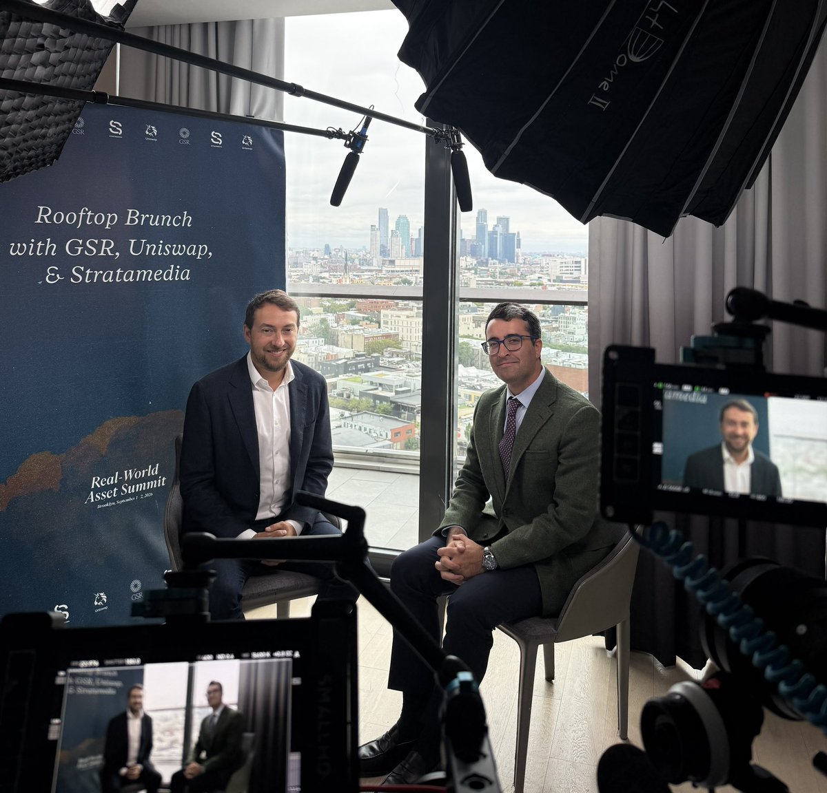 rleshner's tweet photo. Behind the scenes of the RWA Summit, 
@fintechfrank asked me to share this photo because he looks “tan and hot” https://t.co/shOo3m4gTo