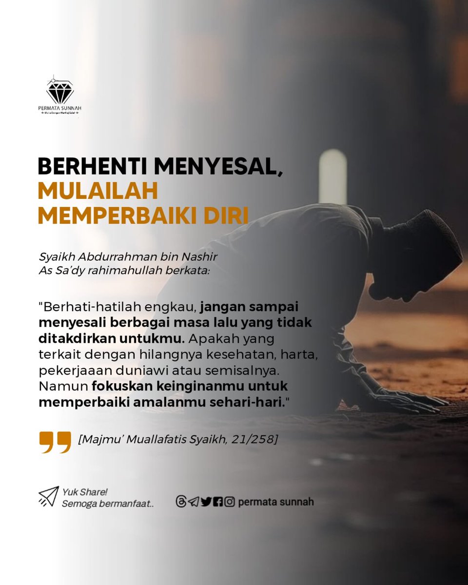 permata_sunnah's tweet photo. 📎 Berhenti Menyesal, Mulailah Memperbaiki Diri https://t.co/C26wDk5OEe