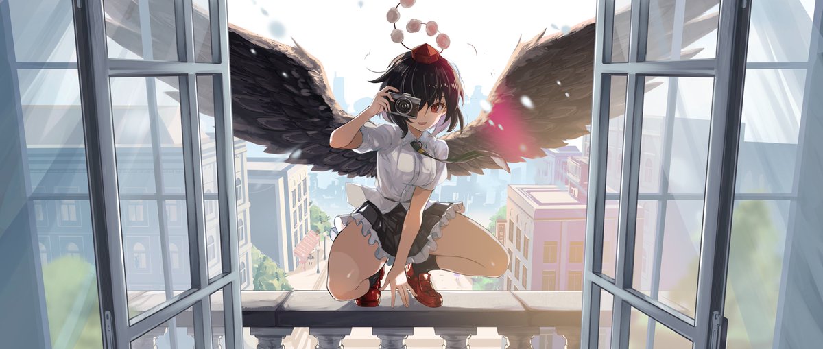 kwongkin's tweet photo. 少し細かいところを追加しました。
#射命丸文 #東方 https://t.co/iVEiTChYkI