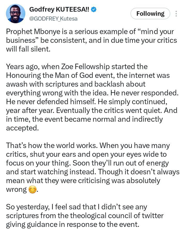 ByronTulogye's tweet photo. Proverbs 16:7 when a man's ways please the lord, he makes even his enemies be at peace with him ..
#ProphetElvisMbonye 
#Zoegrounds
#honor https://t.co/hQRFAtiF0B