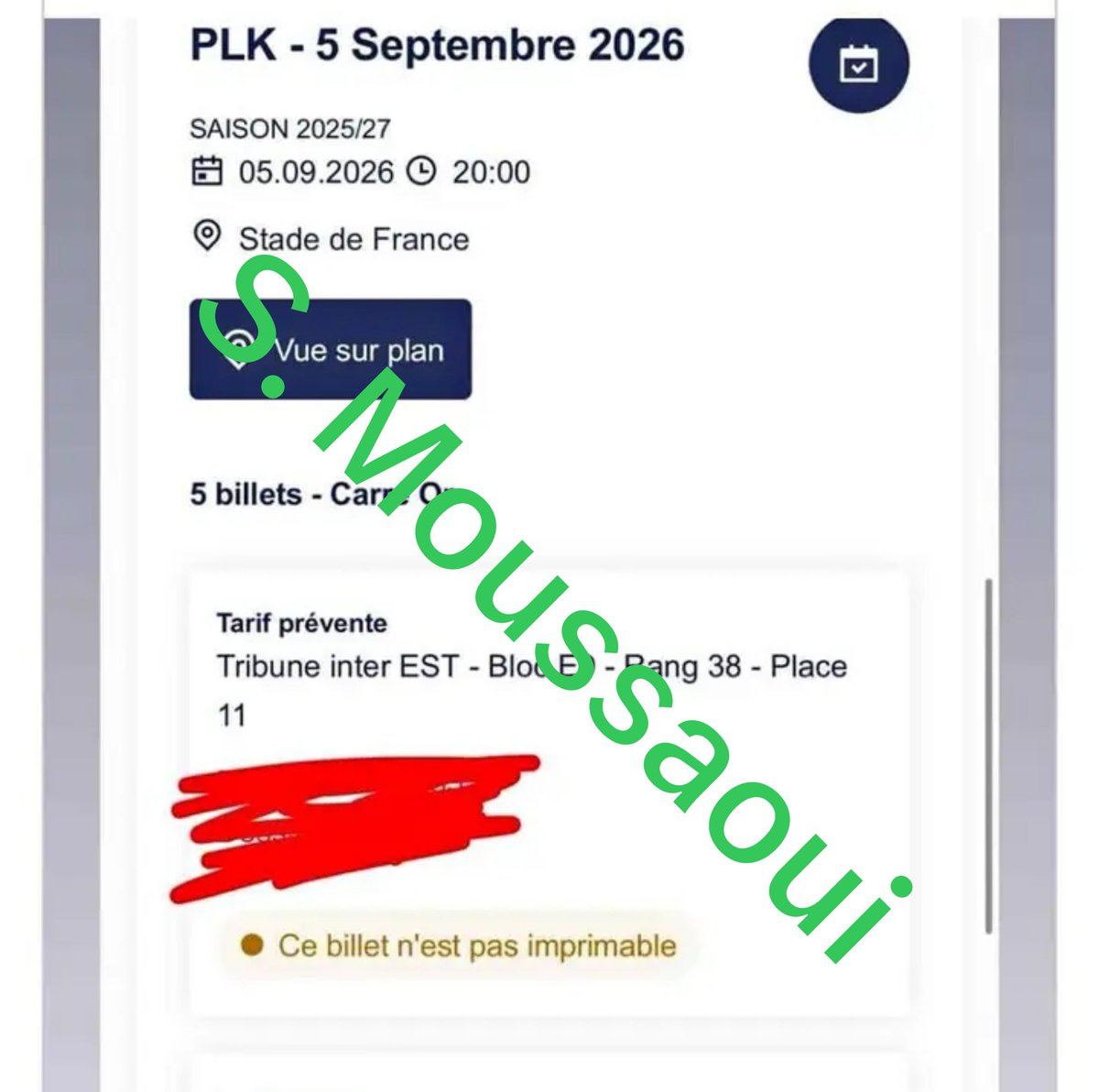 Hxjthql's tweet photo. Coucou ❣️
 je vends des places 🎫Pour le Concert 🌟 de PLK 🤍 à Paris 
Ce 4 &amp; 5  septembre 🌟 
Carré Or prix 100€ l'unité 🎫
Veuillez m'envoyer un message 
#PLK #ConcertTickets @Paris #Vends #Place #StadeDeFrance @60SecondesPLK @PLK75 @StadeFrance #ConcertTickets 
#Paris https://t.co/JdzrJCpDJa