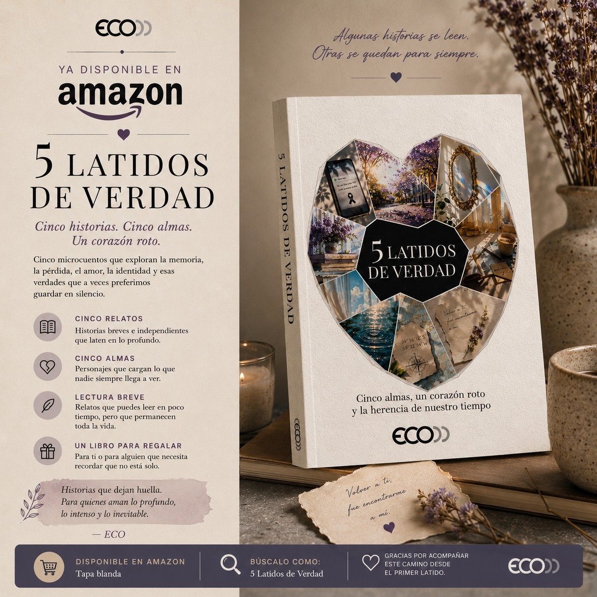 ecoenletras's tweet photo. Ya está afuera. 📖

5 Latidos de Verdad ya está disponible en Amazon. 

Cinco historias que ahora también pueden ser tuyas.

“Disponible en Amazon. Link en la bio."                                       

#5LatidosDeVerdad #ECOenLetras #HistoriasQueResuenan https://t.co/4V8Jai7QkW