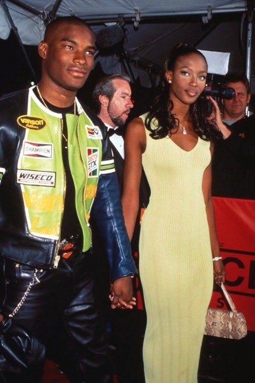 kycvntg's tweet photo. Tyson Beckford &amp; Naomi Campbell arriving at the Essence Awards in New York City, (1996). Photographed by Evan Agostini. https://t.co/a7Fn5poiWL