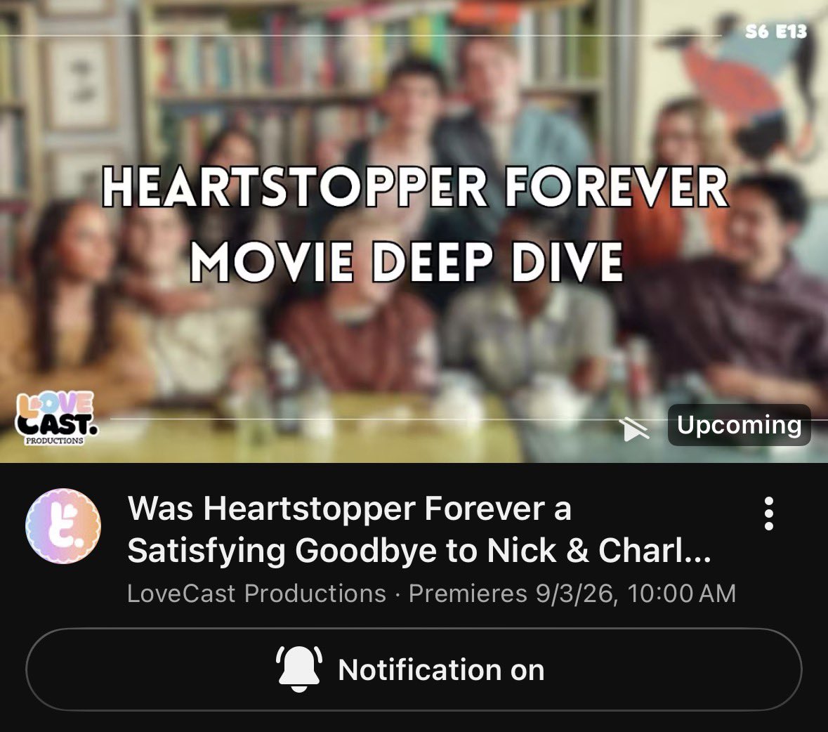 lovecastprod's tweet photo. The podcast is officially BACK tomorrow! 

With our first podcast episode of this new era, we're saying goodbye to an old friend — #Heartstopper! 🍂

Set your notifs to join the convo ➡️ https://t.co/lUhPdxU6zT https://t.co/uzMoVd0kYA