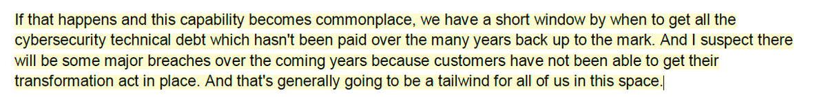 45thCap's tweet photo. $PANW call really making this point. Talk of $1 trillion in technical debt. What happens after everyone accelerates spend to address this? We're just pulling demand forward. https://t.co/j0dEMM2bG9