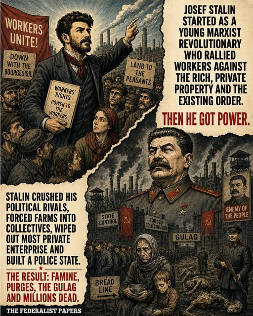 WayKuy4truth's tweet photo. Socialism begins with promises of wealth redistribution and free stuff but ends in communism with despotic control, seizing the means of production, and murder, torture, and starvation of the masses who voted them into power. https://t.co/77oXpP5QUT