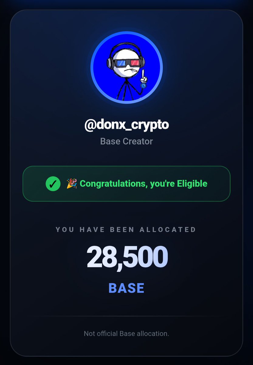 donx_crypto's tweet photo. Check $BASE X Creator Allocation

Enter your username
Check your allocation

https://t.co/SL3qFoTK6M https://t.co/4YlaLuNTGj