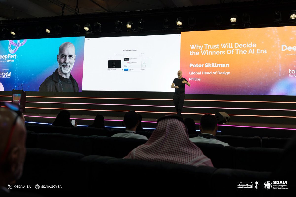 SDAIA_SA's tweet photo. الخبراء والمختصون من مختلف دول العالم يثرون مسرح #Deepfest26 في #LEAP2026 بآفاق الذكاء الاصطناعي وما يحمله من فرص؛ ليصبح الغد أقرب مما نتخيّل.
#عام_الذكاء_الاصطناعي https://t.co/8pCuo56VE9