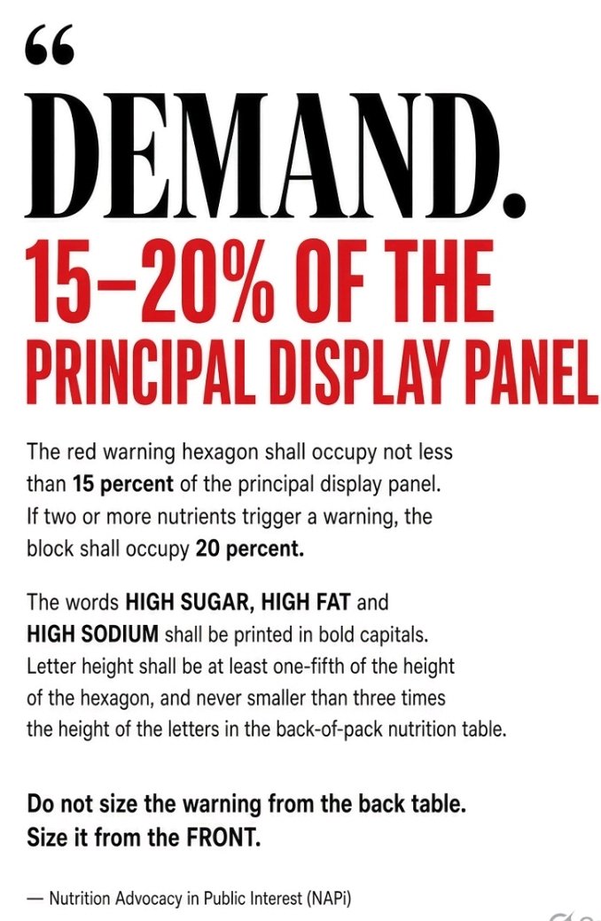 hodpedgmc's tweet photo. Humble request @fssaiindia @MoHFW_INDIA @PMOIndia For Indians to make informed choices
Warning sh be seen,else it defeats its purpose
🔴 15–20% of principal display panel
🔴 Large,bold,highly visible text
🔴 Contrast in color
🔴 HIGH SUGAR/FAT/SODIUM sh NEVER be missed by anyone https://t.co/qt23KbdOIG