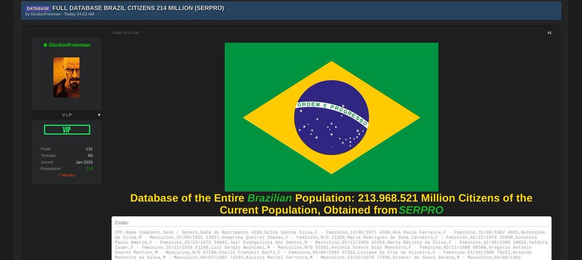 lorenzolfm's tweet photo. Brasil, pioneiro em open-source, acabou de deixar público o CPF de todo mundo https://t.co/N4BFGpmOz8