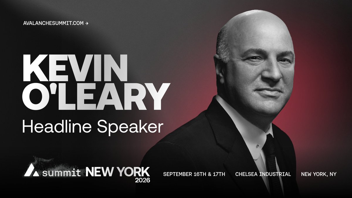 avax's tweet photo. KEVIN O’LEARY.
AVALANCHE SUMMIT.
NEW YORK CITY.

We’re welcoming @kevinolearytv to Avalanche Summit in two weeks.

See you there: https://t.co/OOXpQqvTAT https://t.co/huVCAaPkbe