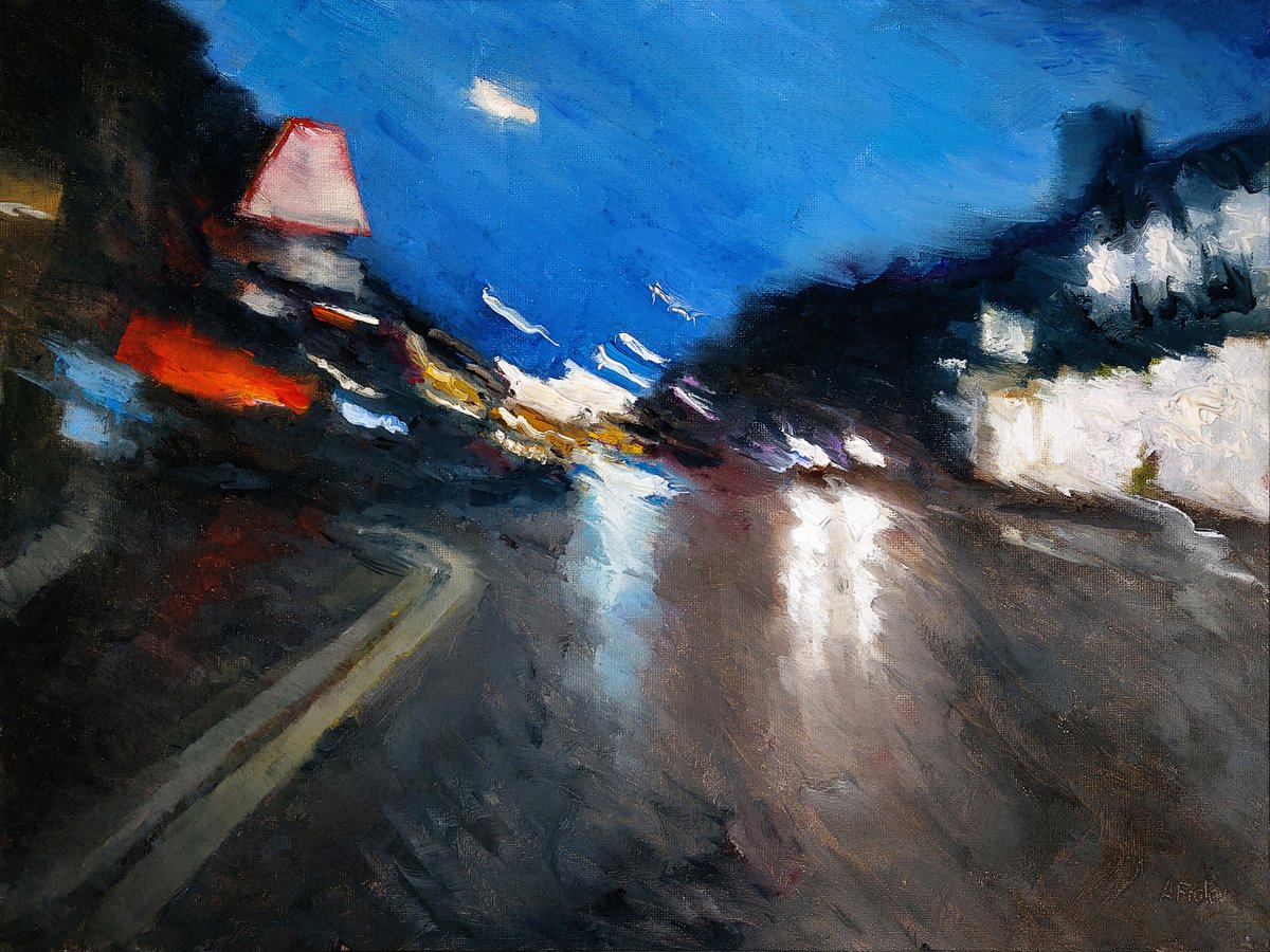 kznsq's tweet photo. "Night Photo Shooting" - my oil painting https://t.co/a3KqlRqNmY