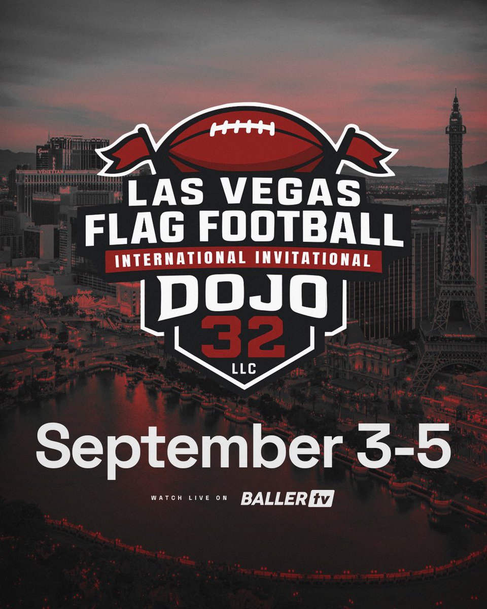 BallerTV's tweet photo. The Las Vegas Flag Football International Invitational kicks off tomorrow — live on BallerTV! 🎰🏈 

📍 Las Vegas, NV
📅 September 3–5
📺 Watch live and on replay at https://t.co/BUlxBfNYk1 https://t.co/DEVCvlH8nt