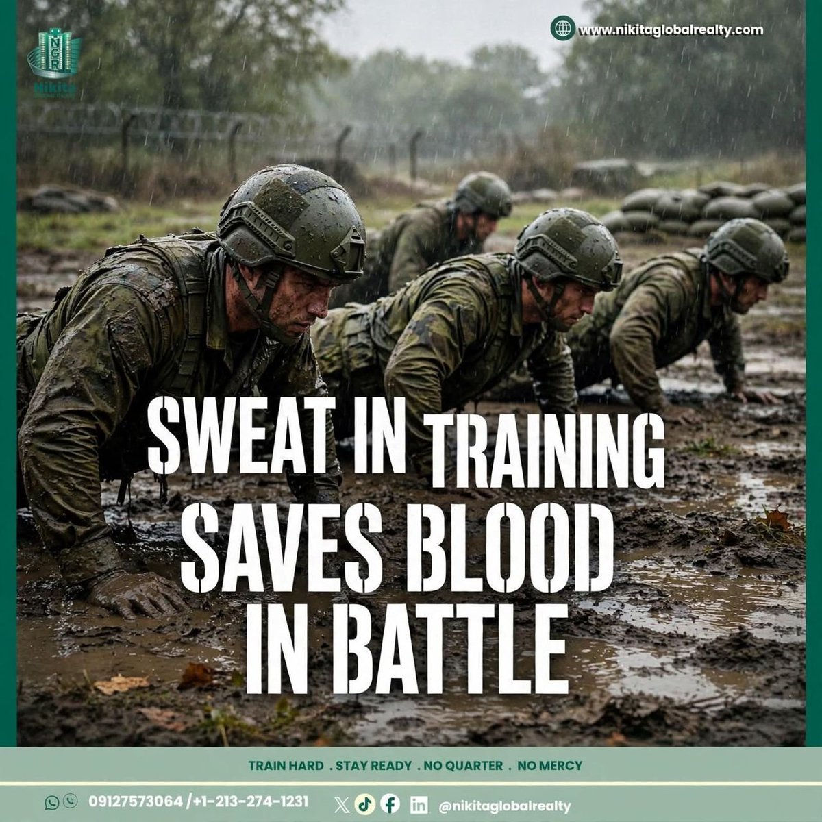 nikitarealty's tweet photo. Sweat in training saves blood in battle. 🎖️

Train hard. Stay ready. No quarter. No mercy. We honor the discipline behind every mission. 💪

#TrainHardStayReady #ServiceMonth #NikitaGlobalRealty https://t.co/PrkkOHwCyk