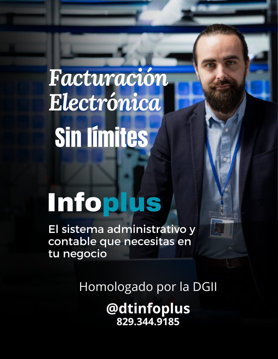 dtinfoplus's tweet photo. Te ofrecemos soluciones integradas para que tengas controlada la administración en tu negocio.
#infoplus es un moderno ERP diseñado pensando en las necesidades de tu empresa.
Homologado por la DGII
Sin límites de:
Clientes
Facturación electrónica
Sucursales
Divisas
Productos
No ponemos límites a la cantidad de operaciones que quieras realizar y desde cualquier lugar
#dtinfoplus
https://t.co/7dzOLKYrg6