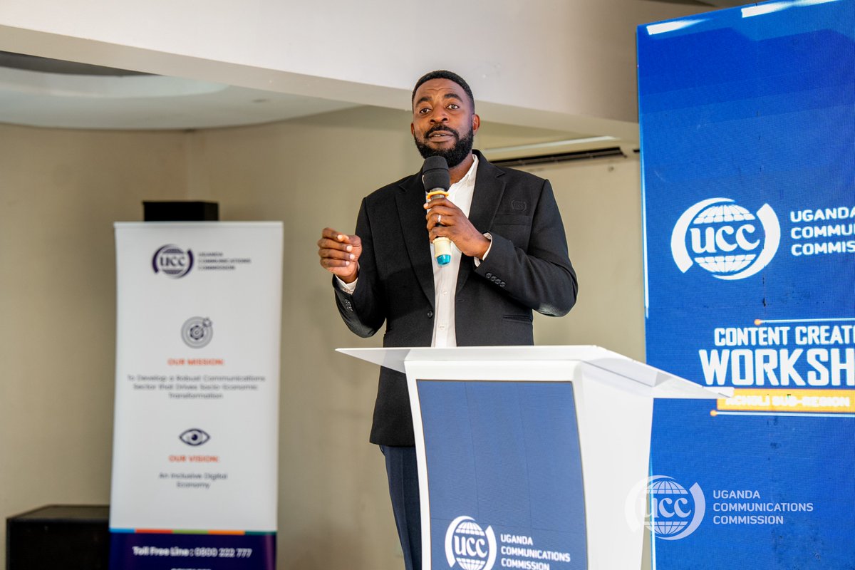 UCC_Official's tweet photo. With digital influence comes great responsibility. Eng. Emmanuel Muyomba, Head Regional Office @UCC_Official , shared vital insights on online safety, data protection, and combating misinformation during the workshop.

Stop, Check, Think, and Post, with the rise of AI-generated content, deepfakes, and edited media, creators must verify sources and context before sharing. Don't let the race for engagement override accuracy, dignity, and public safety. #Connectedug2030 | #DigitalCreators | #AcholiSubRegion |@Bbossa |
@MoICT_Ug | @ConsumerUCC | @UCC_ED | @Smartideasug