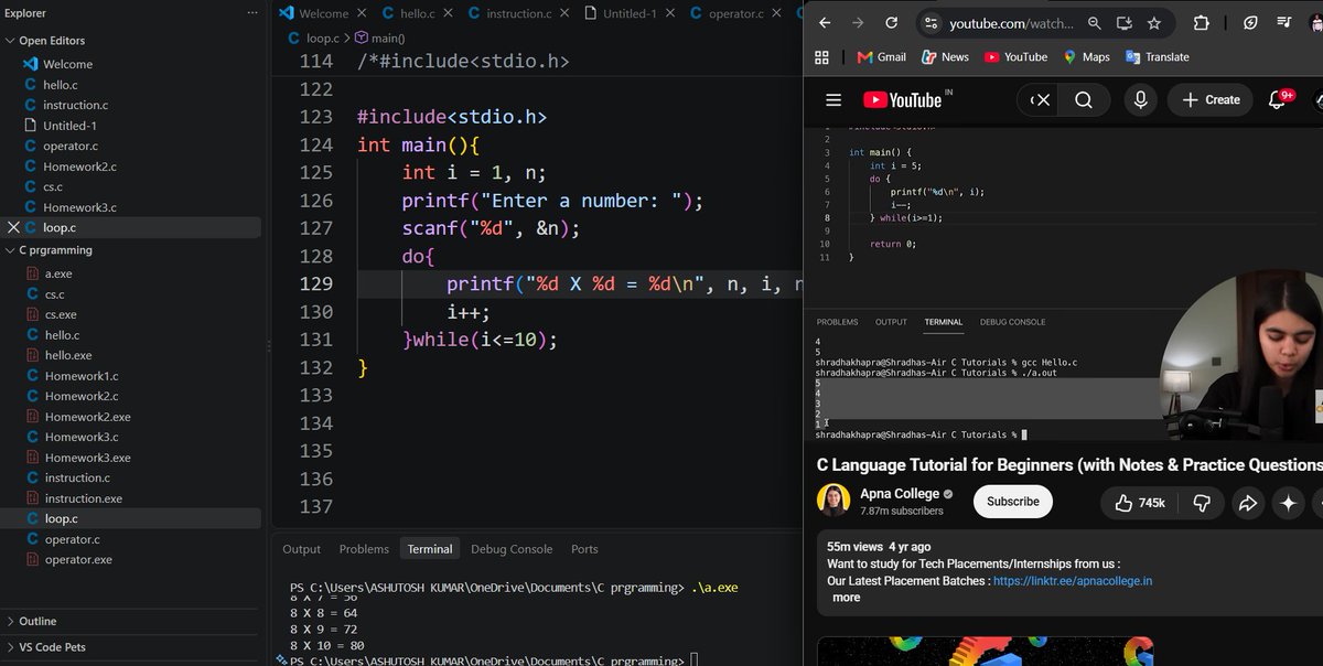 codeak07's tweet photo. Day 11 of my coding journey 🚀
Today I learned:
• do-while loop
• break & continue
• Solved lots of practice questions 🧠
Learning by doing, one concept at a time. 💻🔥
#CProgramming #CodingJourney #100DaysOfCode #CodeAK https://t.co/REt4J3YaGe