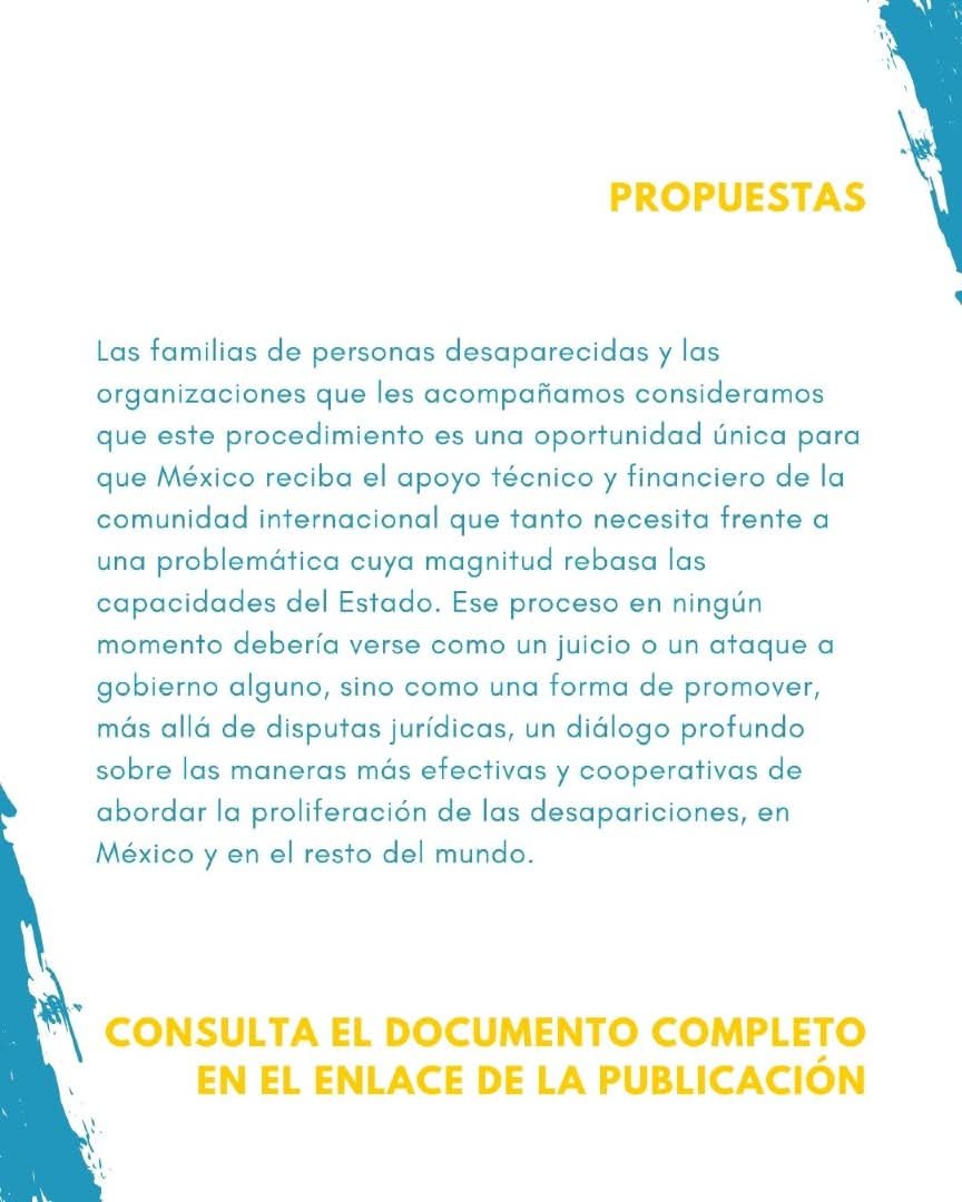 RedTDT's tweet photo. Colectivos de familias y organizaciones de derechos humanos enviamos una carta a los Estados miembros de la Asamblea General de la ONU, con una propuesta para seguimiento al artículo 34 de la Convención contra las Desapariciones Forzadas.

https://t.co/bEanKZX9oe https://t.co/J6e0xmtabh