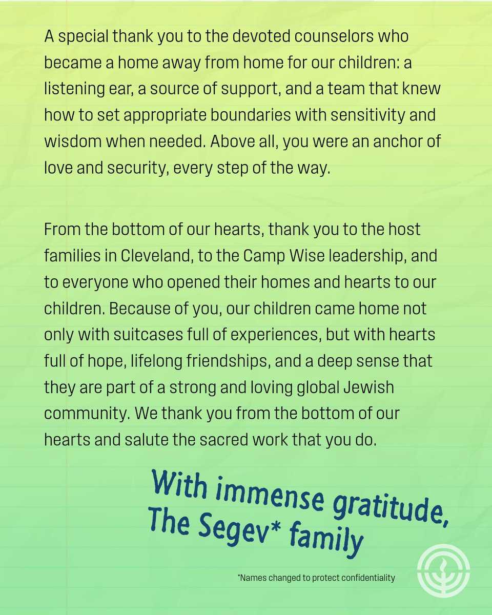 jewishcleveland's tweet photo. Jewish Cleveland’s partnership with Kibbutz Kissufim comes to life at Camp Wise. After nearly 3 years of trauma, loss, and uncertainty, Kissufim teens come to camp to heal, grow, and simply be kids. Read a letter from the parent of a Kissufim camper and see your impact. https://t.co/Rifx6XHdWG
