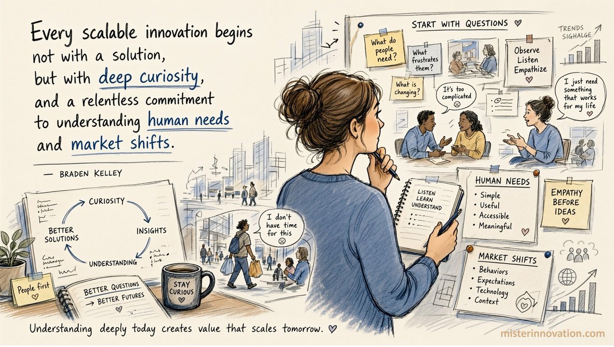 innovate's tweet photo. “Every scalable innovation begins not with a solution, but with deep curiosity and a relentless commitment to understanding human needs and market shifts.” -- Braden Kelley -- #innovation #inspiration -- 1,500+ FREE #quotes for your presentations at https://t.co/sYA7Ns7gnE https://t.co/g4HQMeVxsG
