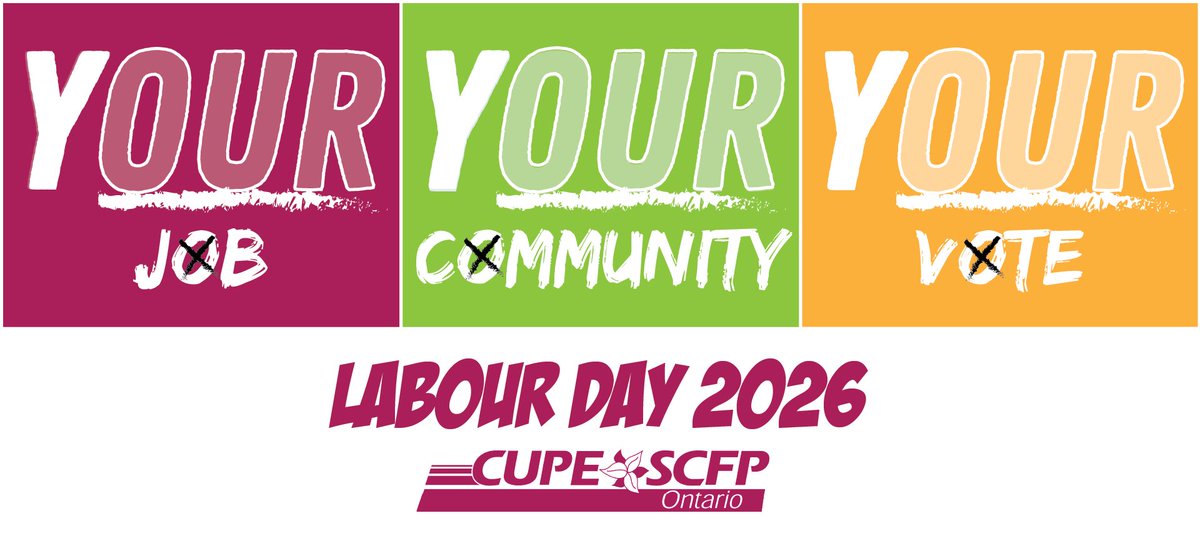 CUPEOntario's tweet photo. Labour Day is quickly approaching! Register on our website to join us on September 7, 2026 to march in the Labour Day Parade in Toronto for all our wins, fights, and to celebrate 154 years of marching together in solidarity. ✊🏽🪧

With the municipal election approaching, workers are ready to stand up for the services, jobs and communities we all rely on. 

This Labour Day, we’re marching together to send a clear message: municipal workers, and every worker, deserve respect, strong public services and a voice in the decisions that affect our lives. Your Job. Your Community. Your Vote.

We want to see you and your CUPE Local march this Labour Day, and bring CUPE members together across sectors to say enough is enough!

📆: Monday, September 7, 2026
🕖: We will be meeting at 8AM to begin marching at 9AM 
📍: Section 1, Queen St. W., East of St. Patrick St.

If you’re unable to join us in Toronto, please find an event happening near you on our website for Labour Day!

https://t.co/6lam1V0I2W