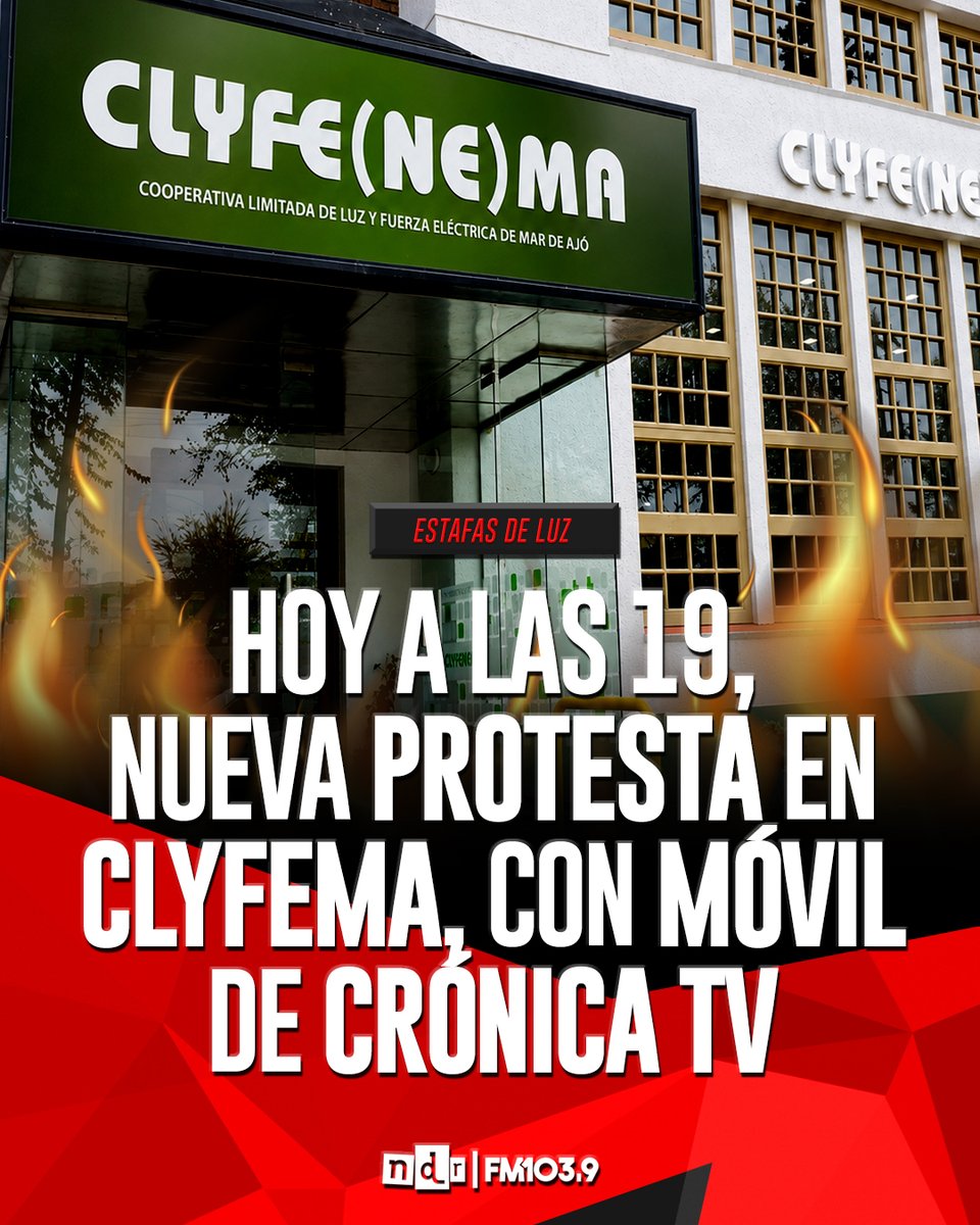 NdRradio's tweet photo. 🔴📺 LAS ESTAFAS DE #CLyFEMA, EN TV NACIONAL
Usuarios de la (pseudo)Cooperativa convocan a una nueva manifestación para exponer ante @cronicatv las graves irregularidades con las facturas de energía eléctrica. https://t.co/ydtM5k7k7d