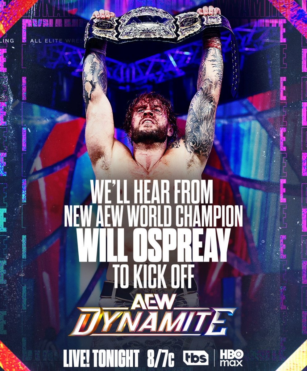 TheDrainmaker's tweet photo. Our new AEW World Champion, Will Ospreay will KICK OFF Dynamite tonight in Allen, TX. 🔥🇬🇧 https://t.co/bJSbBu635E
